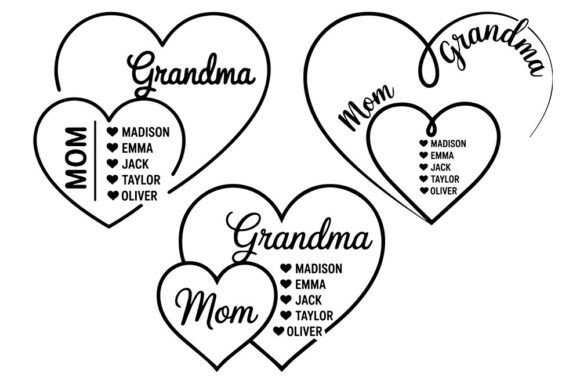 Grandma Mom Heart SVG Personalized Fam