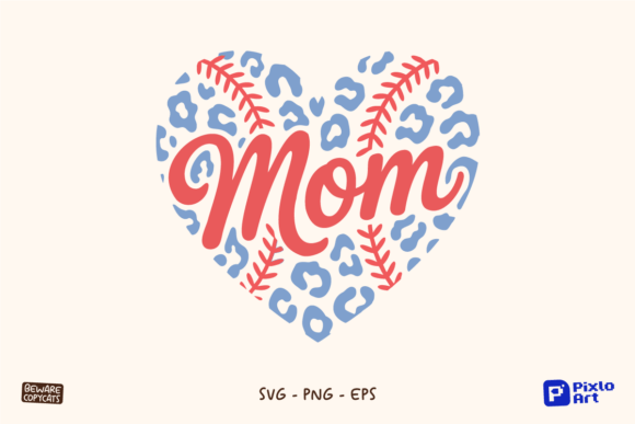 Leopard Baseball Mom Heart SVG