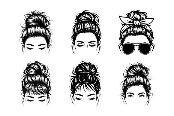 Messy Bun SVG, Hair Bun SVG Bundle