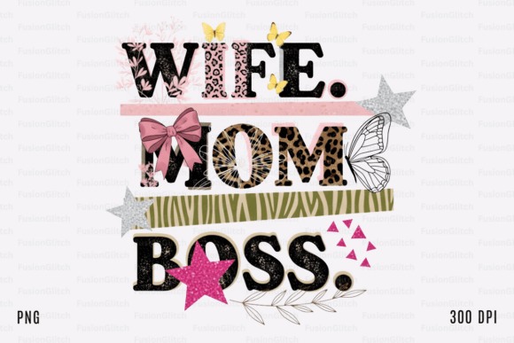 Wife Mom Boss SVG PNG Leopard Glitter Review